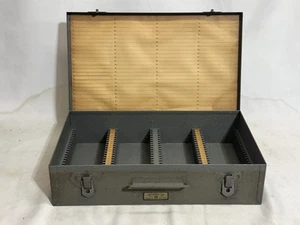 Vintage Metal Brumberger Slide Storage Case for 100, 2.75" Square Glass Binders - Picture 1 of 6