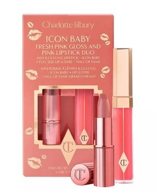 NIB Charlotte Tilbury Icon Baby Fresh Pink Gloss & Pink Lipstick Duo - Image 1 of 4