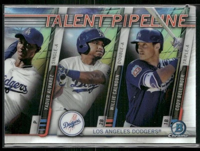 2017 Bowman Chrome Talent Pipeline LA Dodgers Alvarez Calhoun Bellinger - Image 1 of 2