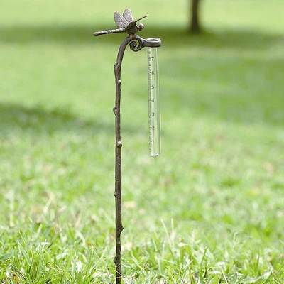 Dragonfly Rain Gauge Watcher Garden Stake Decor Cast Aluminum ~ SPI Home 33071 - Image 1 of 3