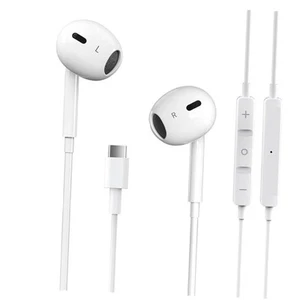 Słuchawki USB C do iPhone 16/15 Pro Max Plus Typ C Słuchawki douszne Przewodowe białe - Zdjęcie 1 z 8