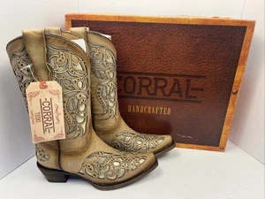 Botas occidentales Corral para damas bordadas beige y dorado con incrustaciones adolescentes 5,5 mujeres talla 7 - Imagen 1 de 11