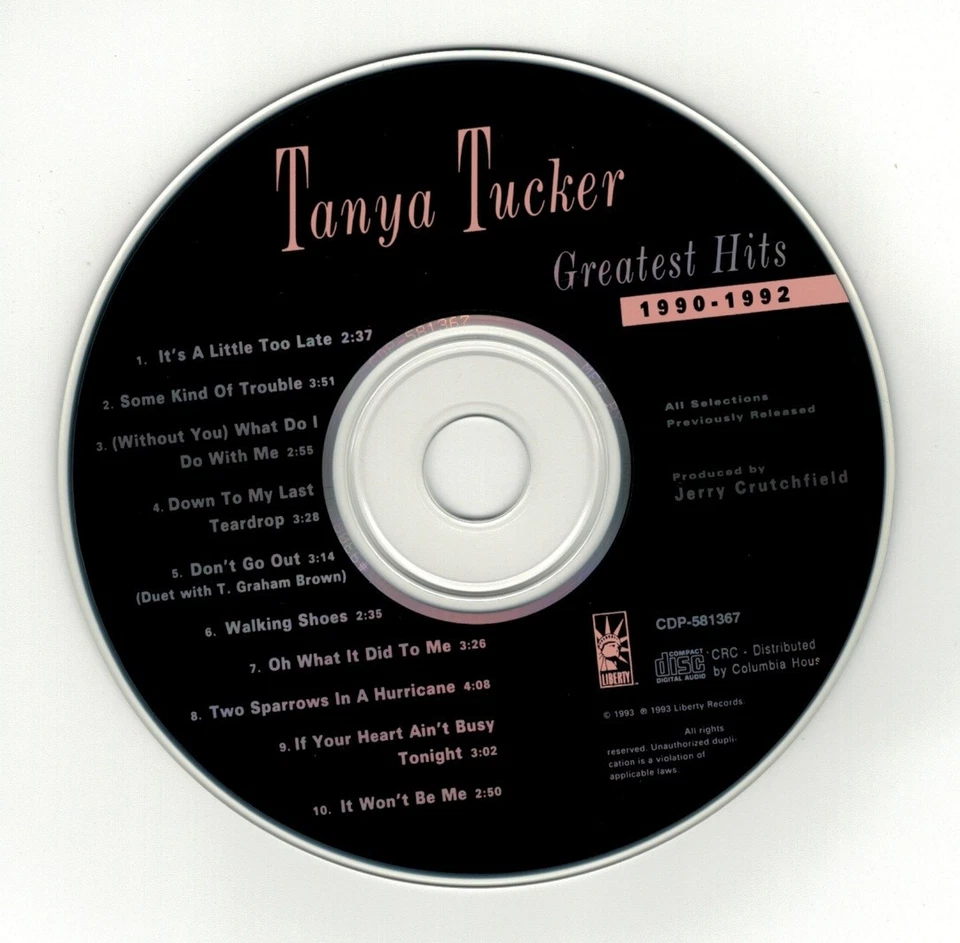 Tanya Tucker - Greatest Hits 1990-1992 (CD disc) 1993 - Image 1 of 1