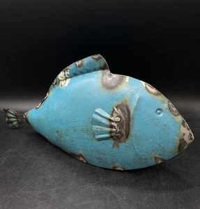 Aufbereitetes geschweißtes Blechschild Fisch Dekor recycelt Handarbeit Kunst türkis blau - Bild 1 von 12