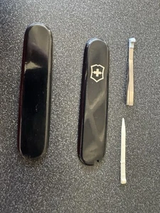 VICTORINOX BLACK 84MM SWISS ARMY KNIFE SCALES with TOOTHPICK & TWEEZER - Picture 1 of 6