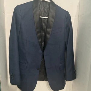 Tommy Hilfiger Boys Tuxedo Jacket Blue W/Black Lapel Size 12 - Picture 1 of 4