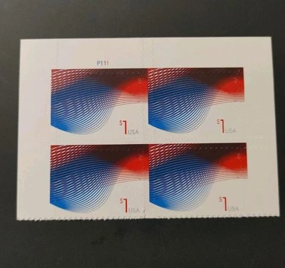 US Stamps Scott #4953 Patriotic Waves $1 (Plate Block of 4) 2015 MNH. Free Ship! - Image 1 of 2