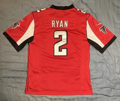 Vintage Atlanta Falcons MATT RYAN #2 Youth Medium NIKE Jersey & Reebok Hat, Used - Image 1 of 4