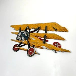 Vintage 1970's Homco WWI Biplane Decor Metal Airplanes Wall Plaque Aircraft 11" - Picture 1 of 11