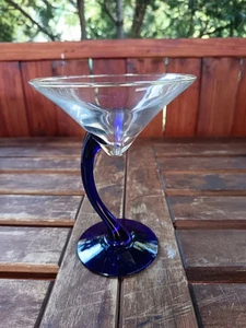 Set 4 of Libbey Bravura Martini Glasses, Blue stemmed Martini Glasses NEW - Picture 1 of 10