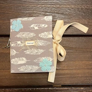 Handmade Mini Sewn Junk Journal Feathers Faith Blank Pages 1 Signature Journal - Picture 1 of 16