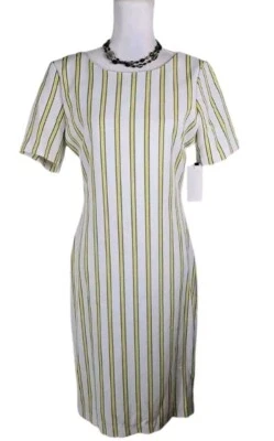 XOXO ~Mujer Talla L~ Amarillo/Blanco Rayas Manga Corta Espalda Abierta Cremallera Vestido Nuevo con Etiquetas Foto 1 de 4