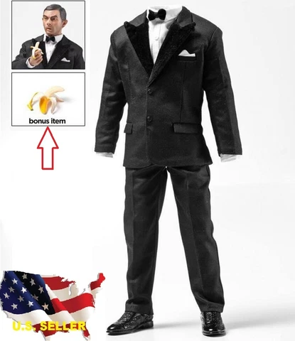 1/6 Black Color tuxedo Suit agent Mr Bean Man clothes for Hot toys ❶US seller❶ Cover