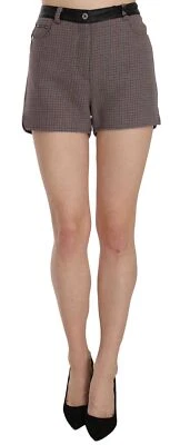Shorts xadrez C'N'C COSTUME NATIONAL couro preto cintura mini IT40/US6/S RRP $200 - Imagem 1 de 4