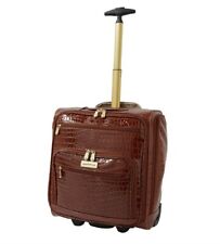 Samantha Brown Croco Embossed Spinner Luggage Underseater Bag-Chestnut-NWT