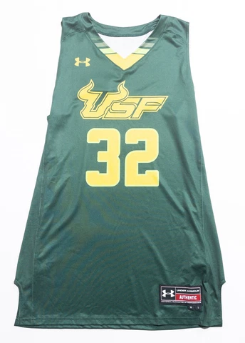 USF South Florida Bulls Jersey Men's Large Under Armour Green #32 Authentic Cover