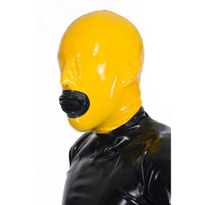 Latex Hood with Oral Condom Rubber Mask Back zipper Fetish BDSM Clubwear 0.4mm Foto 1 de 4