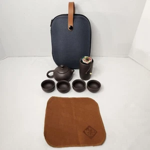 Portable Travel Tea Set With Zipper Case 5 Cups Teapot & Tea Container - Picture 1 of 12