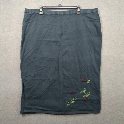 Quacker Factory Maxi Skirt Womens 1X Black Embroidered Beaded Pull On Cotton - Image 1 of 4