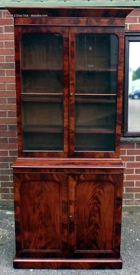 Fine Victorian antique Cuban flame mahogany country house library bookcase shelf - Image 1 of 4
