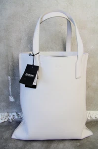 HUGO BOSS LEDER SHOPPER CROSSTOWN TOTE TASCHE NEU LEATHER LAPTOP BAG PASTEL GREY - Picture 1 of 2