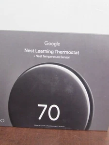 GOOGLE NEST LEARNING THERMOSTAT+ NEST TEMPERATURE SENSOR POLISHED OBSIDIAN (24D) - Picture 1 of 2