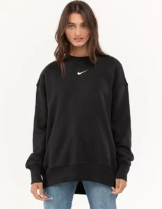 Nike Sportswear Women's Oversized Black Crewneck Sweatshirt DQ5733 BRAND NEW MED - Picture 1 of 4