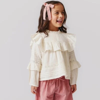 NWT Pink Chicken Girls Lace Mira Top - Antique White Size 7 $74 - Image 1 of 4