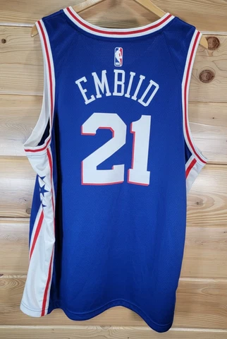 Nike Swingman Philadelphia 76ers Embiid #21 Men 56 XXL Blue Non Stitched Cover