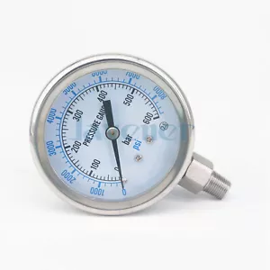 Medidor de presión de esfera de 60 mm 0-600 bar 1/8"" NPT 304 barra de acero inoxidable PSI N2" vapor - Imagen 1 de 4