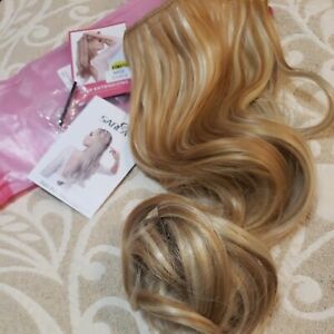 Halo Hair Extension  Curly Wavy Synthetic multi Blonde. "Honey" colors.