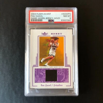 2004 Fleer Avant Pau Gasol Authenitc Game Worn Jersey Gold AGW/PG/25 PSA 8 - Imagem 1 de 4