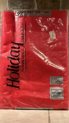 Styled By Lisa Vintage Solid Red Holiday Flannel back Tablecloth. 52”x90” Oblong - Image 1 of 3