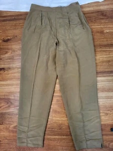 Vtge Chaus Size 12 100% Silk Dark Tan High Waist Pants - Picture 1 of 4