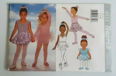 BUTTERICK #4414 GIRLS TODDLER SIZE 5-6-6X LEOTARD SKIRT TUTU HAIRBOW PATTERN UC - Image 1 of 4