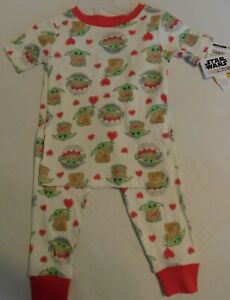 Toddler Pajama Set Baby Yoda 18 Month 2 2T 3 3T 4 4T 5 5T w/ Hearts Star Wars