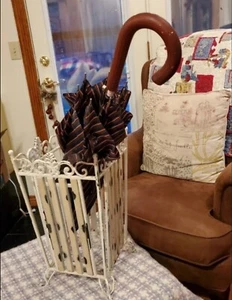 Metall Holz Käfig REGENSCHIRM, Beige & Zebra Holz Shabby Chic Landhaus Oma Landhaus  - Bild 1 von 6