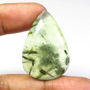 Natural Prehnite Gemstone Loose 44Ct Green Prehnite Pear Cabochon 33x22mm PH-102 - Picture 1 of 12
