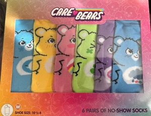 Care Bears Girls No-Show Socks 6 Pairs Shoe Size 10 1/2 - 4 Size M - Picture 1 of 4