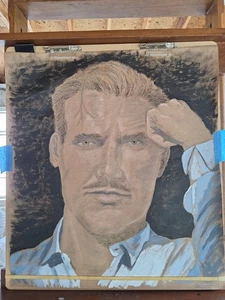 Original handgemaltes Portrait 1930er männlicher Hollywood Hunk Douglas Fairbanks Jr - Bild 1 von 1