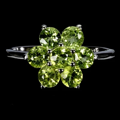 925 Sterling Silver Ring Round Peridot 4mm Natural Gemstone Jewelry Size 8.5 - Image 1 of 4