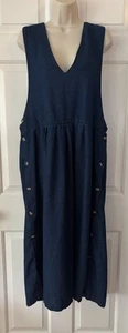 Vintage Y2K Denim Dress Lg Eddie Bauer Button Side 90s Modest Prairie Jumper - Picture 1 of 5