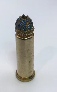Vintage Lippenstiftetui blau Strass Messing - einige Steine fehlen - Bild 1 von 8