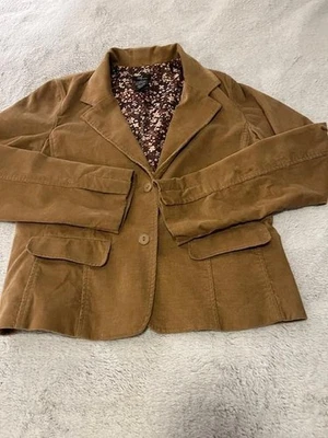 Nueva Chaqueta Blazer Frontier Mujer Mediana Marrón 2 Botones Muesca Solapa Forrada Floral Foto 1 de 4