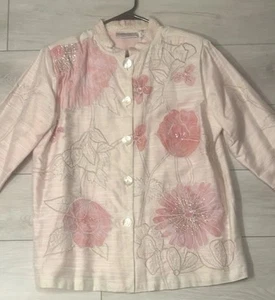 Drapers & Damons PXL RAYON & NYLON PERLEN MIT PAILLETTEN MANDARINKRAGEN JACKE - Bild 1 von 5