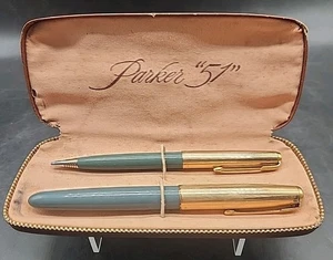 Juego de pluma estilográfica y lápiz mecánico Parker 51 Vacumatic con estuche original - Imagen 1 de 24