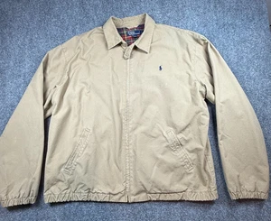 Polo Ralph Lauren Men’s Jacket L Beige Harrington Full Zip Plaid Lined Bomber - Picture 1 of 11