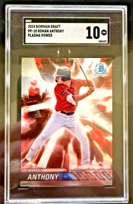 ROMAN ANTHONY SGC 10 MINT 2024 BOWMAN DRAFT PLASMA POWER REFRACTOR RED SOXS POP1 - Image 1 of 2