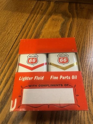 Caja de regalo complementaria de aceite de piezas fluidas y finas encendedor Phillips 66 vintage NOS. Foto 1 de 2
