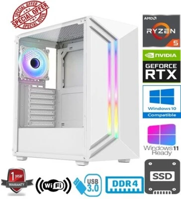 RYZEN 5 GAMING PC - AMD RYZEN 5 4500 16GB RAM 480GB SSD NVIDIA GEFORCE RTX3050 - Image 1 of 4